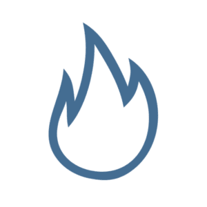 A blue color fire sign with no background