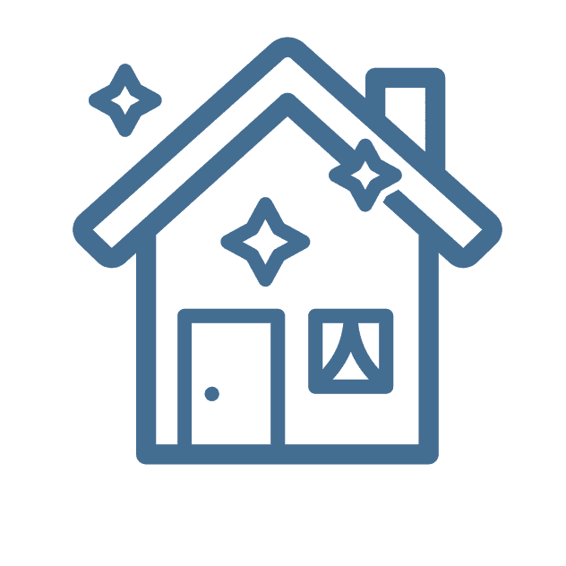 A house icon in blue color and no background