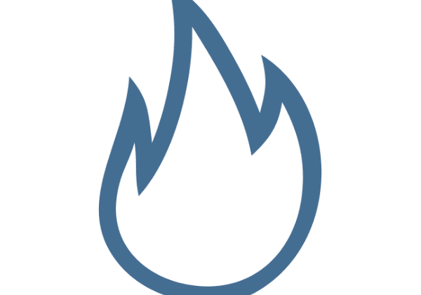 A blue color fire sign with no background